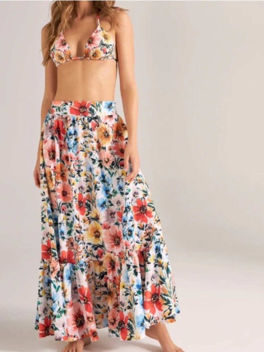 Cosita Linda Melody Floral Maxi Skirt Size Large NWT Resort Coverup Boho